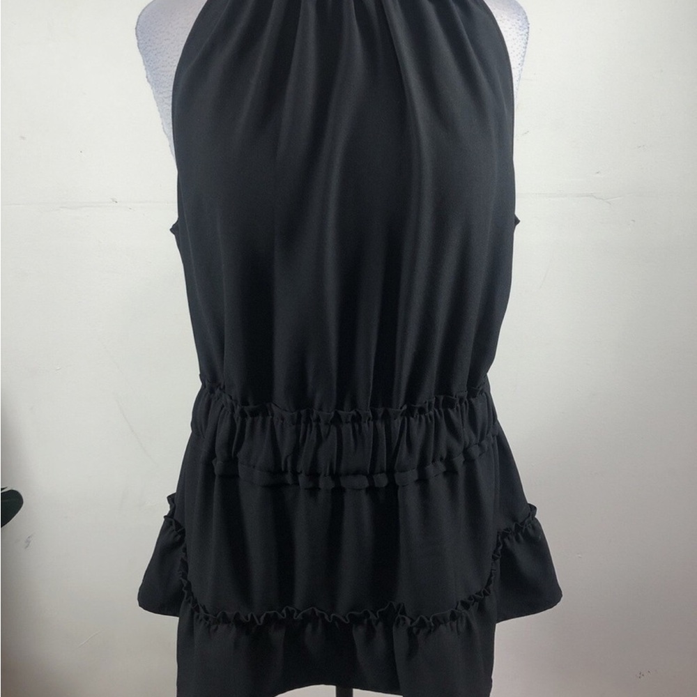 Black Ruffled Halter Top